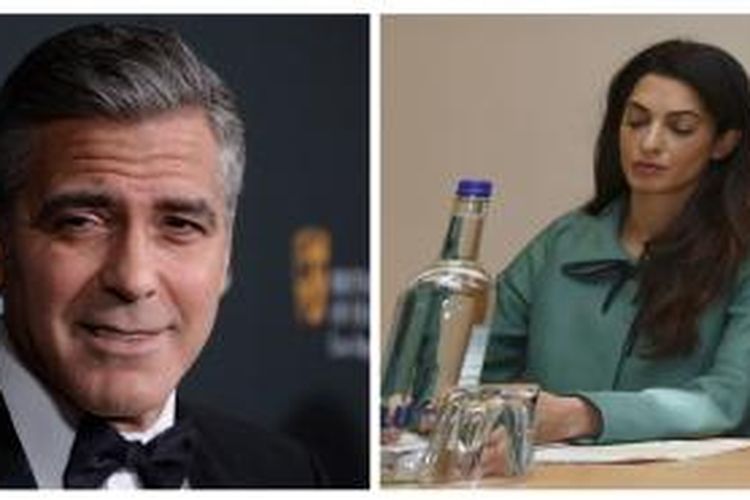 Foto George Clooney (kiri) diambil pada 9 November 2013 di Beverly Hills, California, Amerika Serikat. Adapun foto Amal Alamuddin diambil saat dia hadir dalam konferensi pers di London, Inggris, pada 5 November 2012. Pasangan ini bertunangan pada Sabtu (26/4/2014), menurut laporan majalah People. 