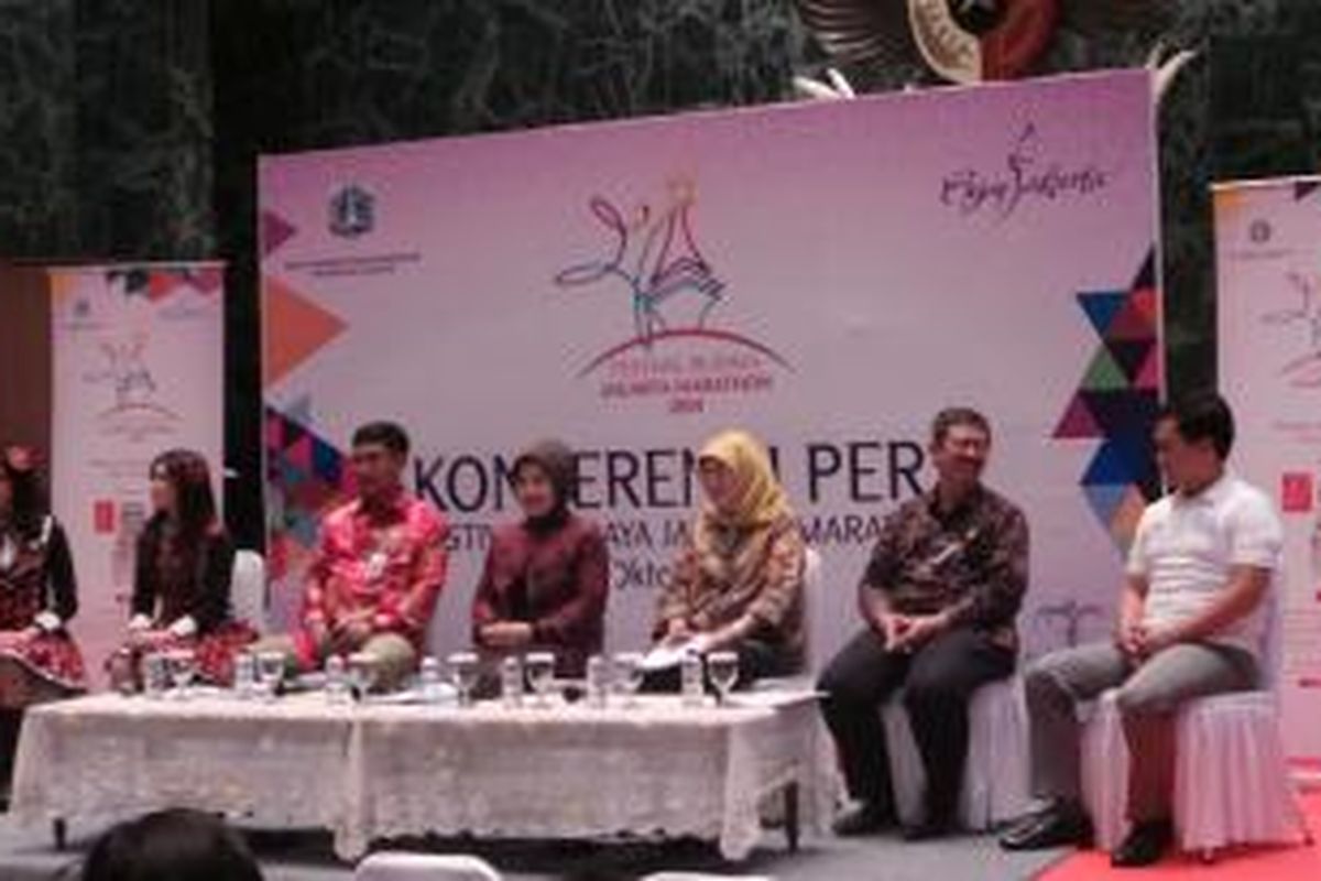 Konferensi pers Jakarta Marathon 2014, di Balai Agung, Balaikota, Rabu (22/10/2014).