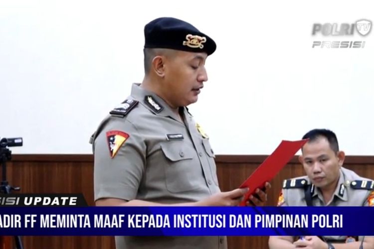 Brigadir Frillyan Fitri Rosadi dalam sidang KKEP yang digelar di Gedung TNCC, Mabes Polri, Jakarta, Selasa (12/9/2022).