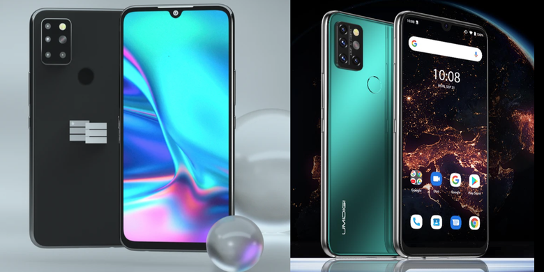 Tampang ponsel Freedom Phone (kiri) dan Umidigi A9 Pro (kanan).