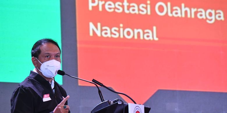 Menteri Pemuda dan Olahraga (Menpora) Zainudin Amali, dalam sosialisasi Desain Besar Olahraga Nasional (DBON) di Hotel Pullman, Kota Bandung, Selasa (16/11/2021).