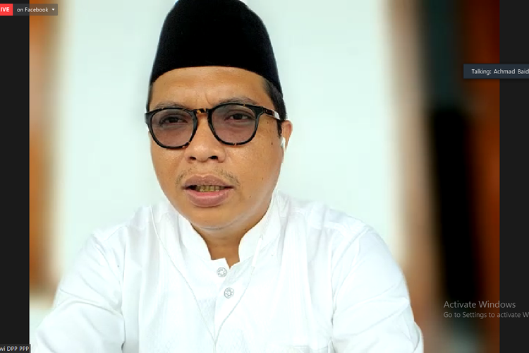 Tangkapan layar Ketua DPP PPP Achmad Baidowi saat diskusi virtual PP GMPI bertemakan Pemilu 2024, Tetap atau Tunda? Selasa (1/3/2022).