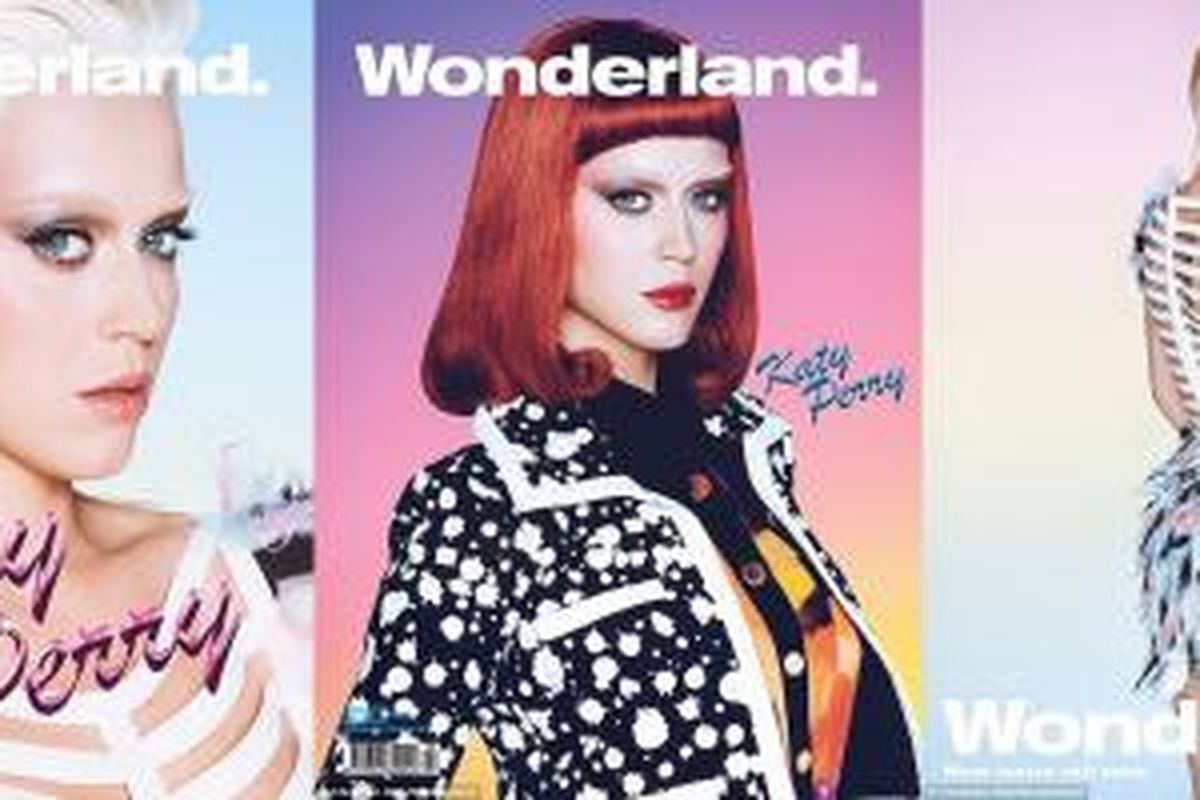 Aksi Katy Perry saat pemotretan untuk majalah Wonderland.