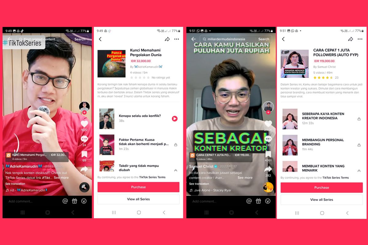 Ilustrasi TikTok Series, program monetisasi yang memungkinkan kreator konten bisa menjual konten eksklusif di TikTok.