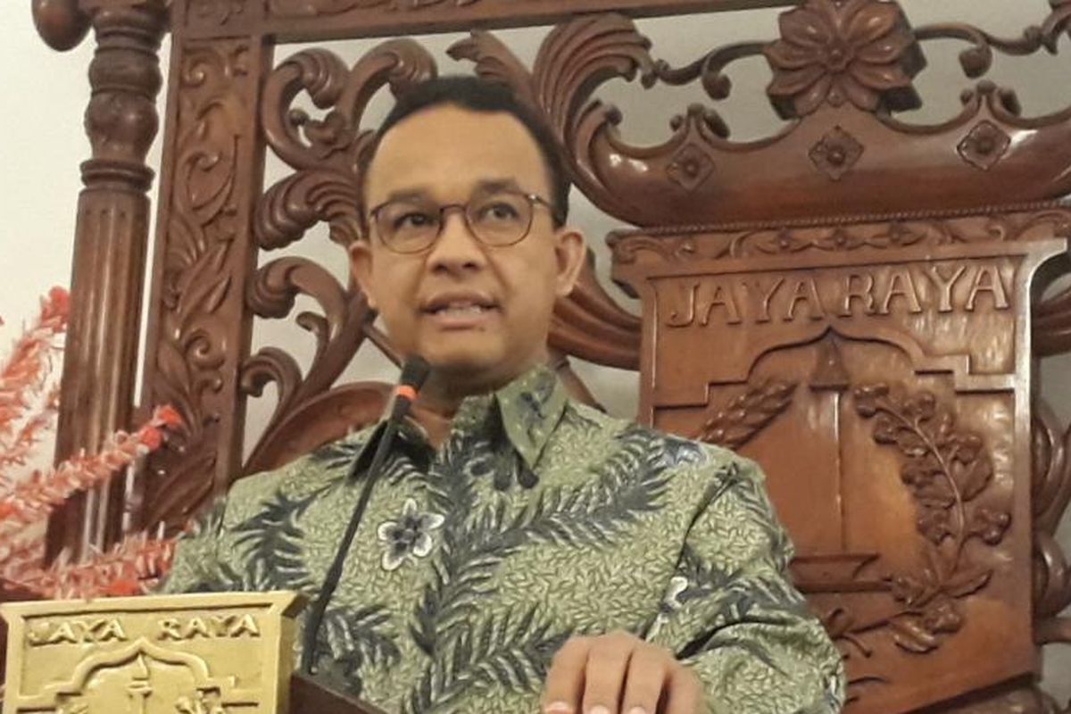 Gubernur DKI Jakarta Anies Baswedan di Balai Kota DKI Jakarta, Jalan Medan Merdeka Selatan, Minggu (21/10/2018).