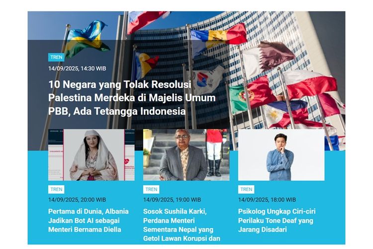 Artikel terpopuler Tren, Minggu (14/9/2025).