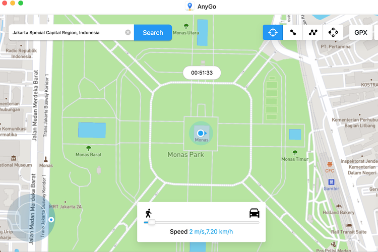 Ilustrasi cara Fake GPS di iPhone menggunakan AnyGo
