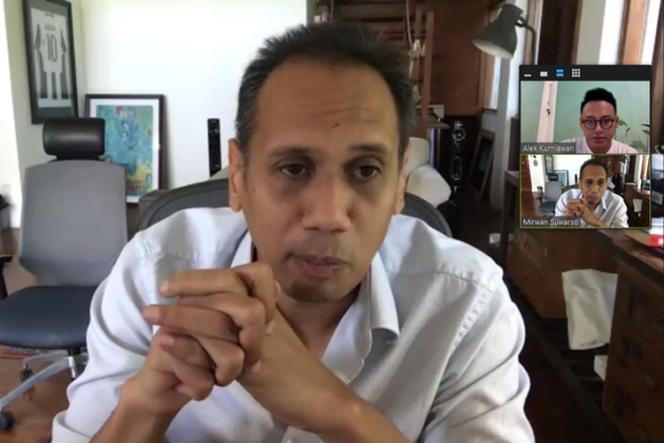 Perwakilan Mola TV Mirwan Suwarso saat melakukan interview eksklusif dengan Kompas.com, Sabtu (25/8/2020).