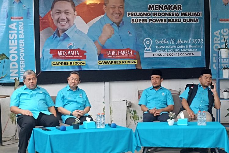 Ketum Gelora Anis Matta saat melakukan konsulidasi di Mataram, Sabtu (18/3/2023)