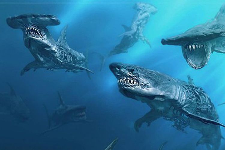 Ilustrasi Ghost Sharks dalam Pirates of the Caribbean: Dead Men Tell No Tales.