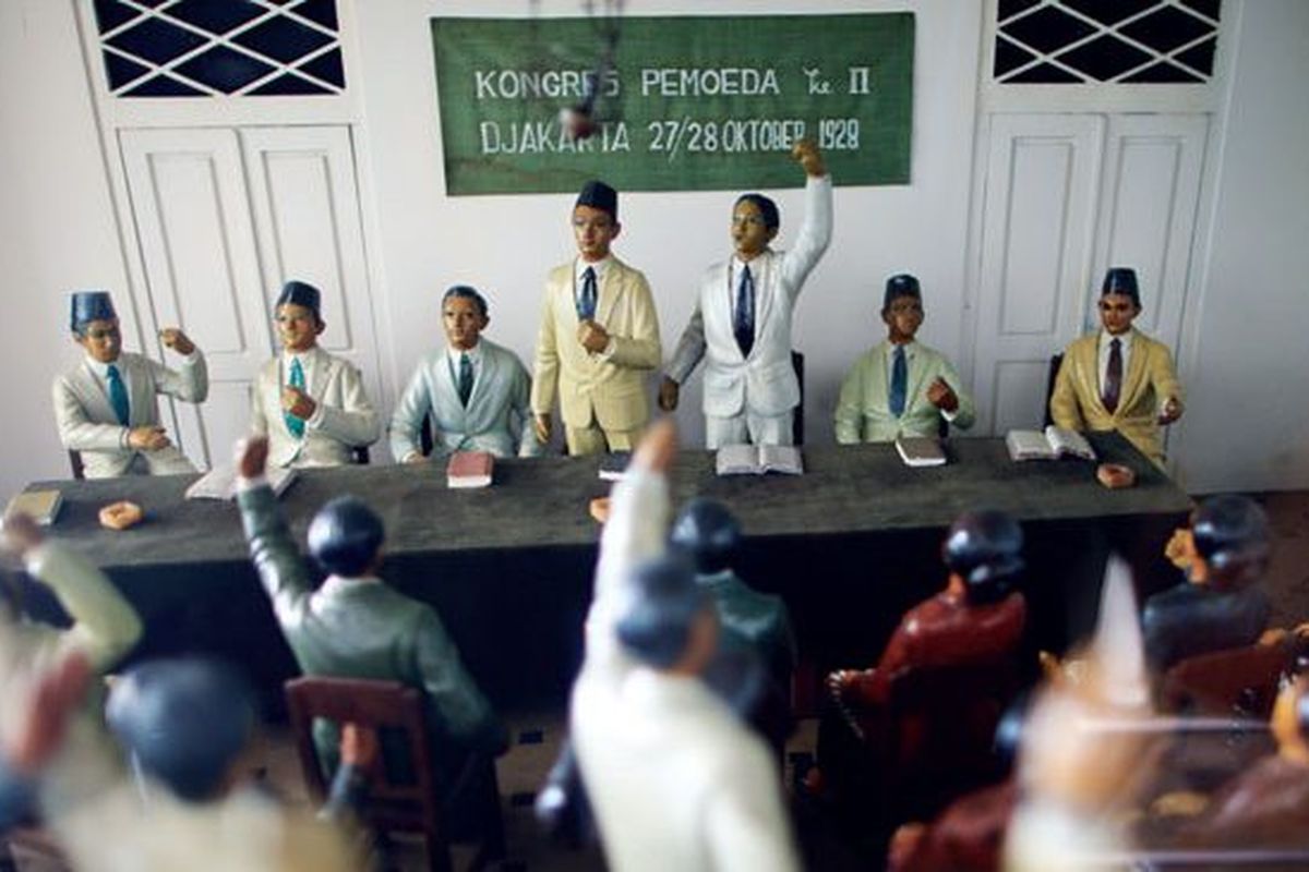 Diorama Kongres Pemuda II di Museum Sumpah Pemuda, Jakarta Pusat, DKI Jakarta. Kumpulan kutipan pahlawan untuk memeriahkan Hari Sumpah Pemuda 2023.