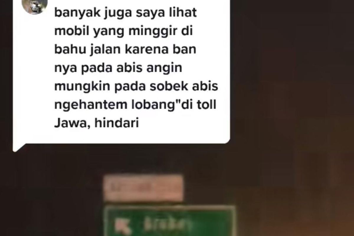 Video viral sejumlah pengguna jalan Tol Trans-Jawa mengalami pecah ban selepas menghantam lubang jalan