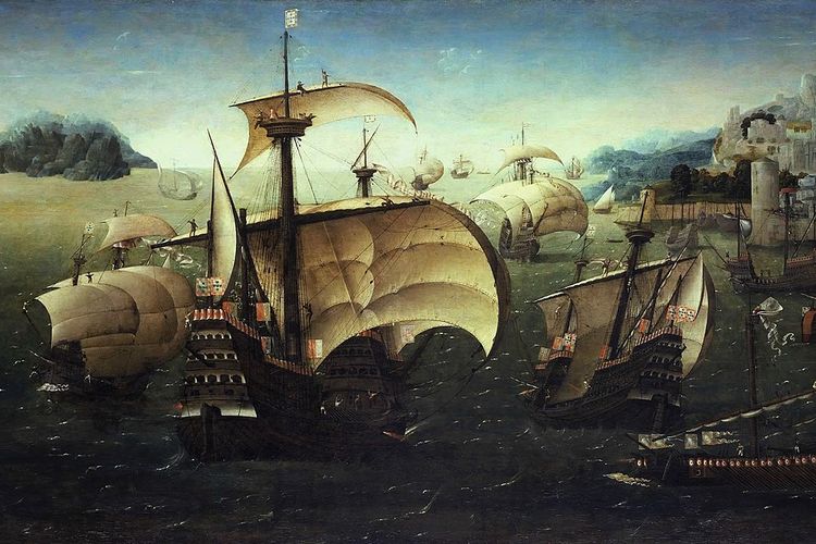 Ilustrasi kapal armada Portugis