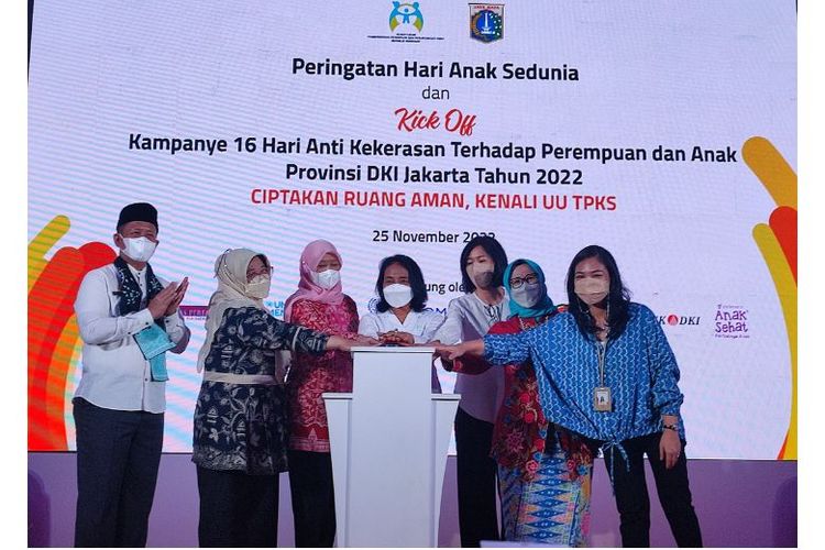 Kick Off Kampanye 16 Hari Anti-Kekerasan terhadap Perempuan dan Anak Provinsi DKI Jakarta Tahun 2022 yang diadakan oleh Kementerian PPPA dan Pemprov DKI serta disponsori oleh Sido Muncul. (Dok. Kompas.com)