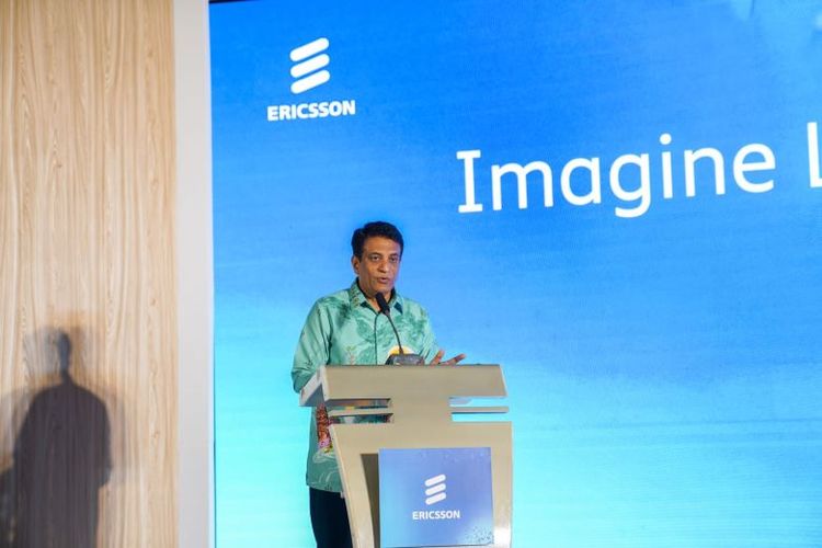Head of Ericsson Indonesia Krishna Patil saat acara pembukaan Ericsson Imagine Live 2024 di Four Seasons Hotel, Jakarta, Selasa (28/5/2024). 
