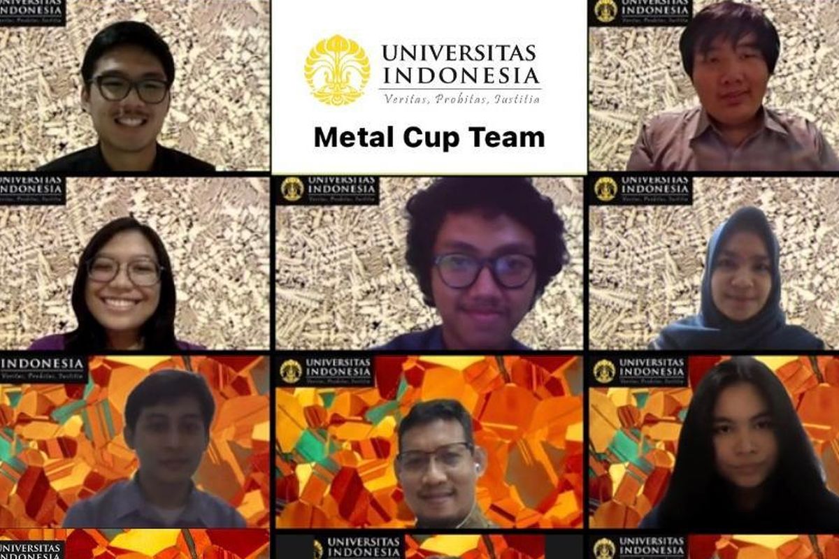 Sepuluh mahasiswa Program Studi Teknik Metalurgi dan Material, Fakultas Teknik Universitas Indonesia (FTUI) berhasil menyabet Juara 3 Dunia dalam kompetisi metalurgi internasional Metal Cup 2020 yang dihelat secara virtual dari Wenzhou, Cina.