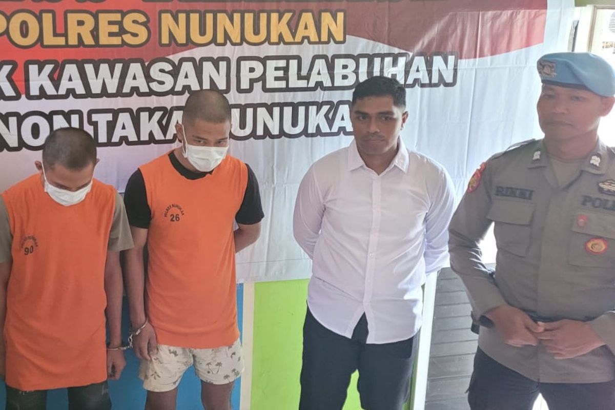 Pers rilis kasus asusila gadis SMP 15 tahun dan kasus penggelapan barang keluarga untuk Judol di Mapolsek KSKP Tunon Taka, Nunukan, Kaltara, Rabu (19/3/2025).