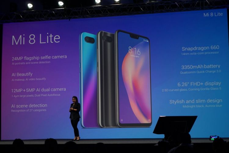 Peluncuran Xiaomi Mi 8 Lite di Jakarta, Selasa (6/11/2018).