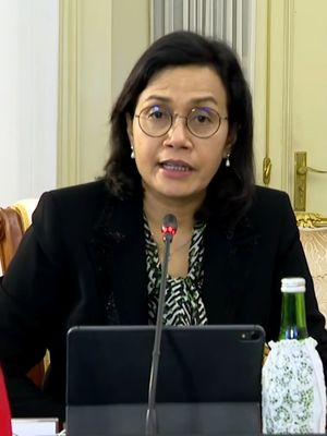 Menteri Keuangan Sri Mulyani Indrawati dalam Konferensi Tingkat Tinggi (KTT) G20 pada Sabtu (21/11/2020).