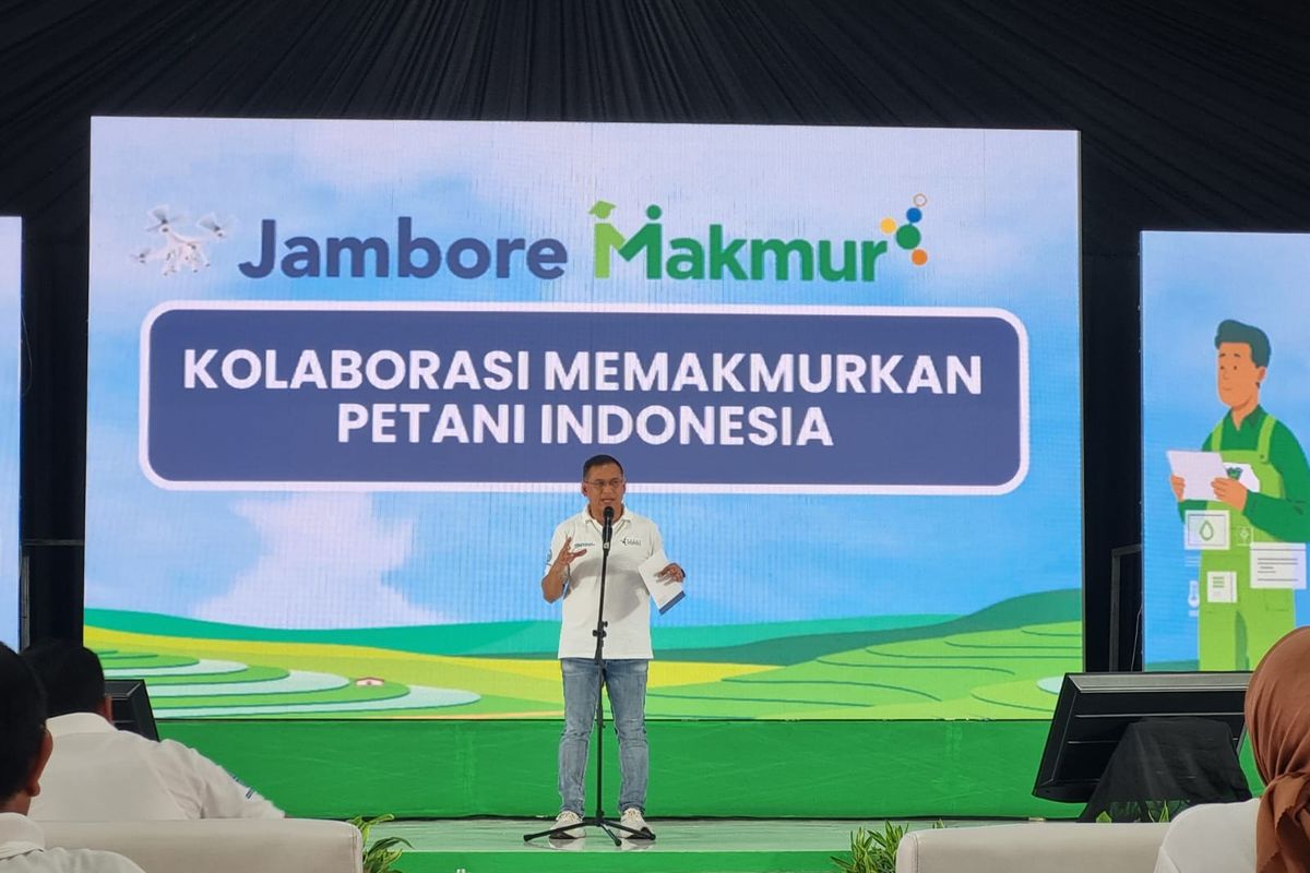 Direktur Utama PT Pupuk Indonesia Rahmad Pribadi saat acara Jambore Makmur di kawasan PT Pupuk Kujang, Kabupaten Karawang, Jawa Barat, Sabtu (11/11/2023). 