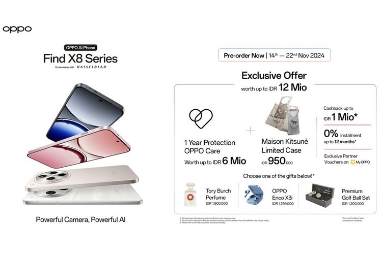 Bonus pre-order Oppo Find X8 series di Indonesia