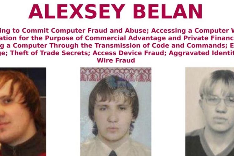 Poster Dicari oleh FBI ini menunjukkan foto Alexsey Alexseyevich Belan, warga negara Rusia yang dicari karena diduga terlibat dalam peretasan Yahoo tahun 2014. Pemerintah AS, Rabu (15/3/2017), mengumumkan dakwaan atas dua pejabat intelijen dan dua peretas termasuk Belan, dalam peretasan Yahoo tersebut.
