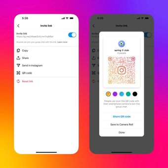 Fitur mengundang orang lain ke grup lewat QR Code di DM Instagram