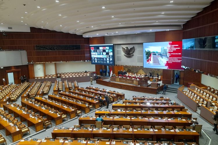 Suasana rapat paripurna ke-5 DPR Masa Persidangan I Tahun Sidang 2022-2023, Selasa (20/9/2022).