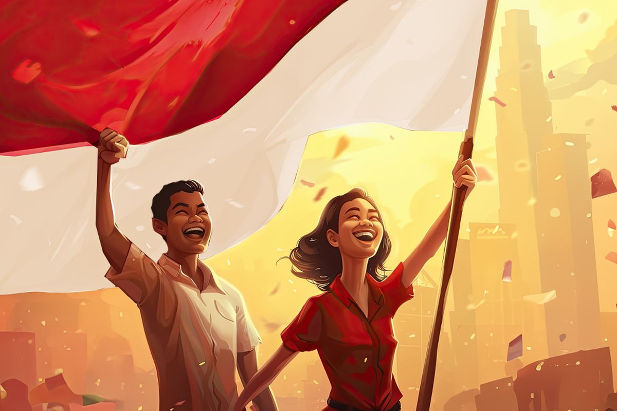 Ilustrasi HUT ke-79 RI. Foto ini dibuat menggunakan kecerdasan buatan AI.