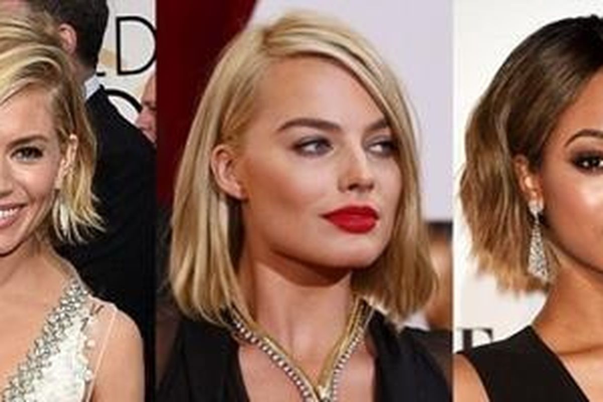 Beberapa selebriti yang memangkas rambutnya menjadi lebih pendek awal tahun ini (kiri ke kanan): Sienna Miller, Margot Robbie dan Jourdan Dunn.