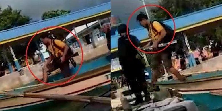 Tangkap layar video penangkapan pelaku penembakan di Tambang Emas Gunung Botak, Pulau Buru, Sabtu (29/1/2022).