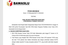 Hasil SKD CPNS Bawaslu Telah Diumumkan, Ini Linknya!