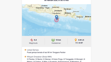 Gempa Magnitudo 6,4 Guncang Tenggara Pacitan Dini Hari, Tercatat Sudah Ada 8 Gempa Susulan