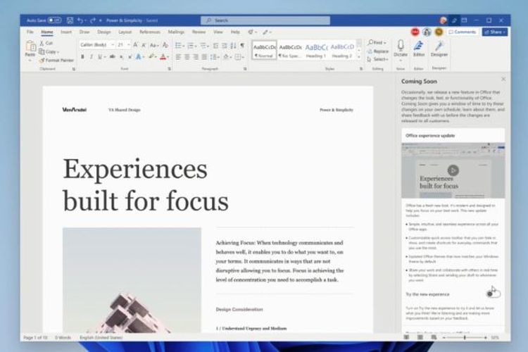 Tampilan Microsoft Word di Windows 11