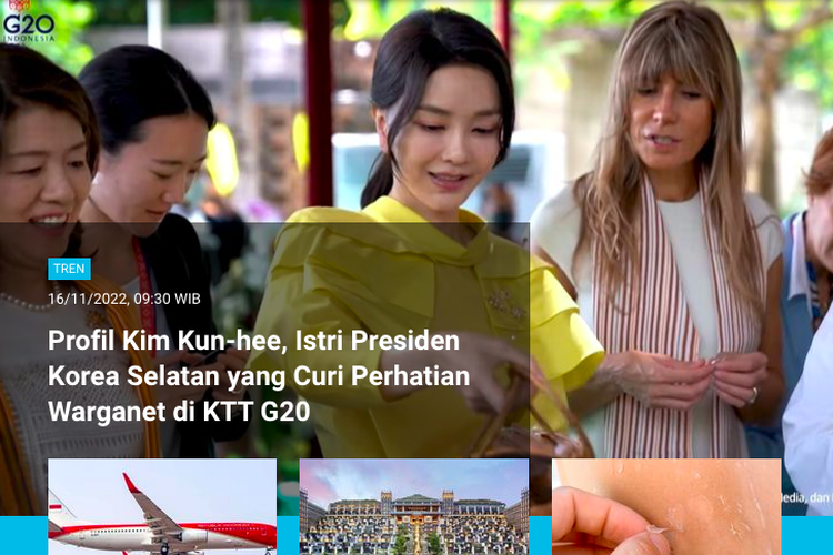 Berita populer Tren, 17 November 2022. Profil istri Presiden Korea Selatan yang mencuri perhatian di KTT G20