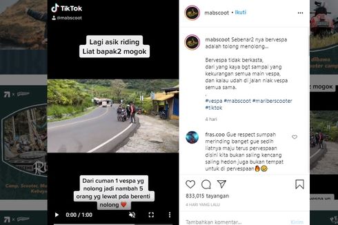 Viral, Video Solidaritas Skuteris Vespa Klasik Tolong Bapak Tua yang Mogok