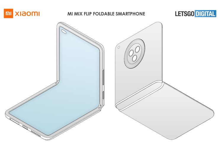 Desain ponsel layar lipat baru Xiaomi bermodel clamshell, mirip Samsung Galaxy Z Flip.