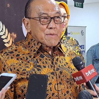 Ketua Dewan Pembina Partai Golkar Aburizal Bakrie saat ditemui di Kantor DPP Partai Golkar, Jakarta, Sabtu (10/6/2023). 