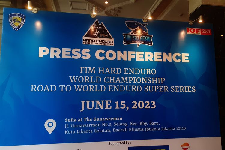 Konferensi pers acara Hiu Selatan Adventure Trail: Road to World Enduro Super Series (WESS) 2023 di Sofia at The Gunawarman, Kebayoran Baru, Jakarta Selatan pada Kamis (15/6/2023) pagi.