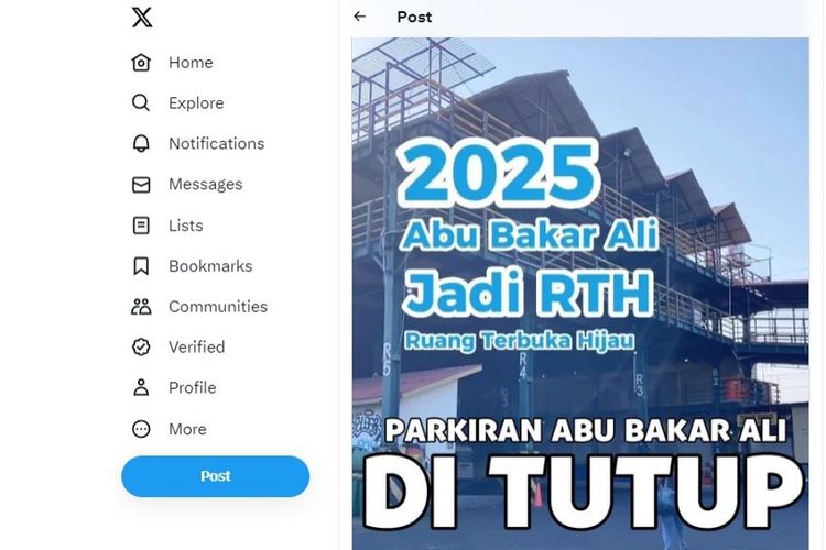 Tangkapan layar soal tempat parkir Abu Bakar Ali (ABA) di Yogyakarta akan ditutup.