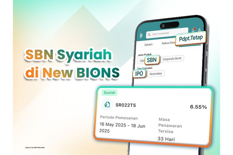 Masyarakat kini bisa mengakses SBN Syariah secara digital, mudah, dan aman di aplikasi investasi digital New BIONS by BNI Sekuritas 