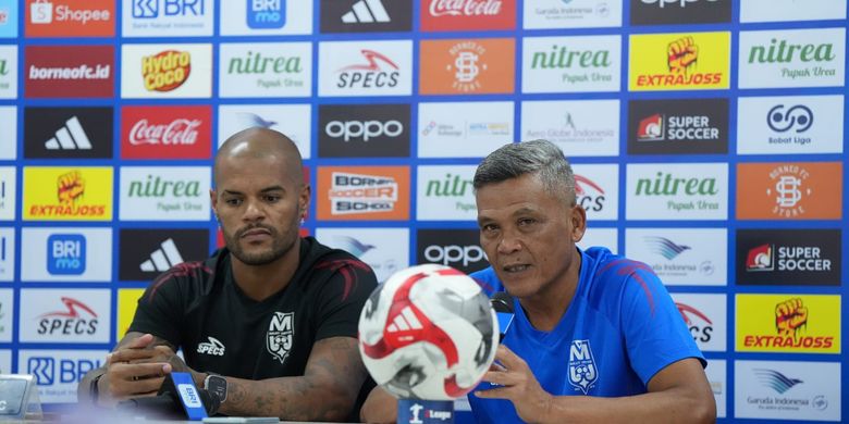 Pemain Malut United, David Da Silva, dalam konferensi pers jelang pertandingan pekan ke-34 Super League 2025-2026 melawan Borneo FC di Stadion Segiri Samarinda, Sabtu (23/5/2026)