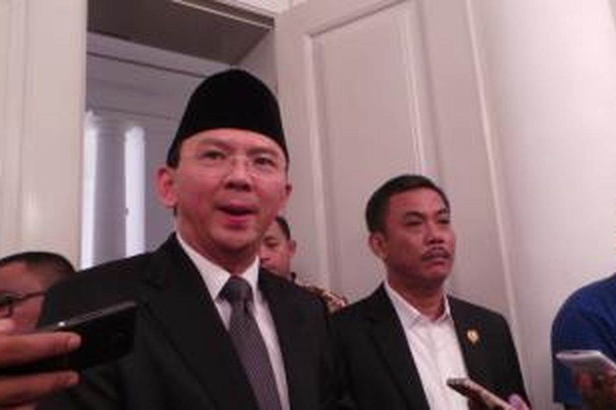 Gubernur DKI Jakarta Basuki Tjahaja Purnama bersama Ketua DPRD DKI Prasetio Edi Marsudi di Balai Kota, Kamis (13/8/2015). 