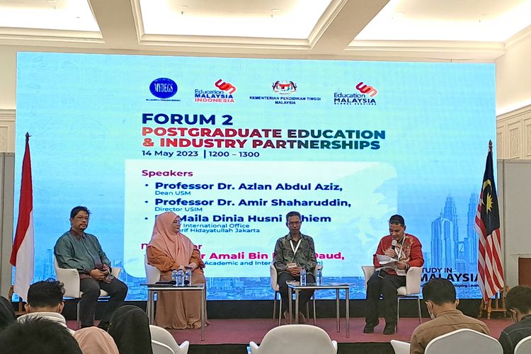 Acara Seminar dan Pameran Pendidikan Pacasarjana Malaysia yang diselenggarakan di Jakarta, Minggu (14/5/2023). 