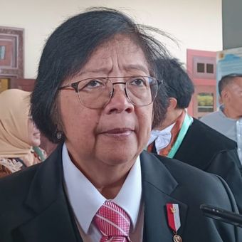 Menteri Lingkungan Hidup dan Kehutanan (LHK) Siti Nurbaya Bakar di Universitas Gadjah Mada (UGM), Jumat (20/10/2023).