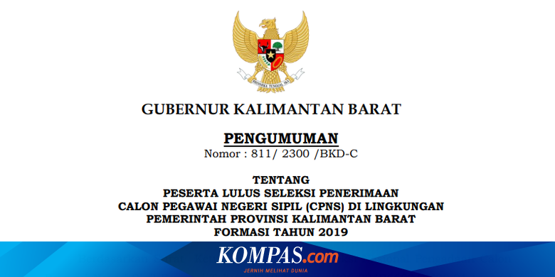 Pemprov Kalimantan Barat Umumkan Hasil Seleksi Cpns 2019 Berikut Link Nya Halaman All Kompas Com