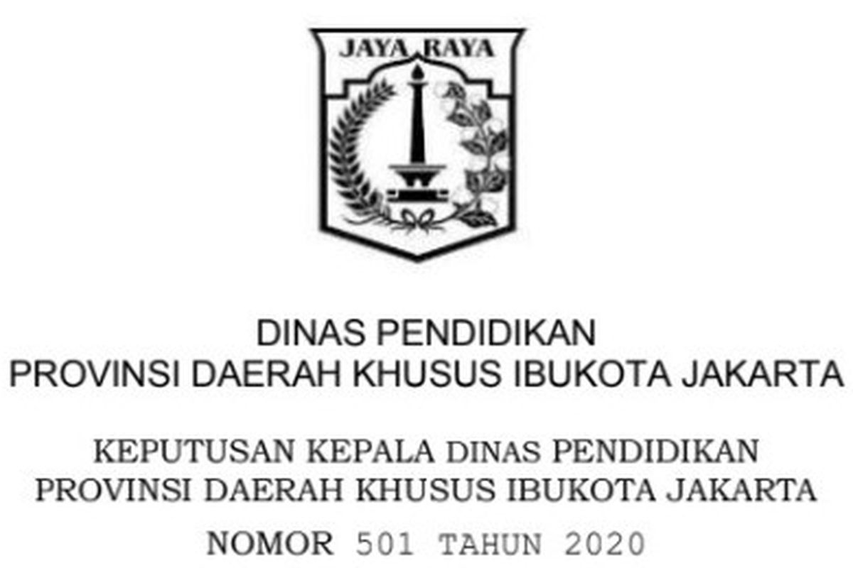 Surat Keputusan Kepala Disdik DKI Jakarta terkait juknis PPDB 2020.