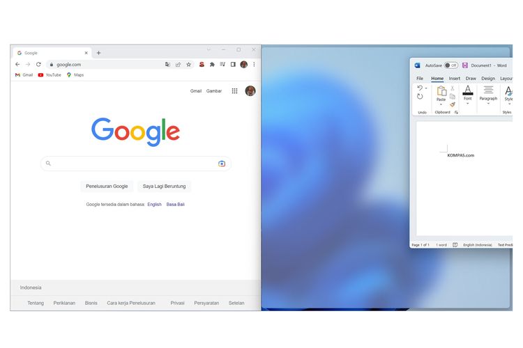 Cara membagi layar laptop menjadi 2 Windows 11.