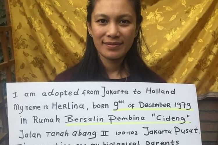 HerlinaWarga Negara Belanda mengunggah sebuah foto untuk mencari orangtua kandungnya di Jakarta Barat
