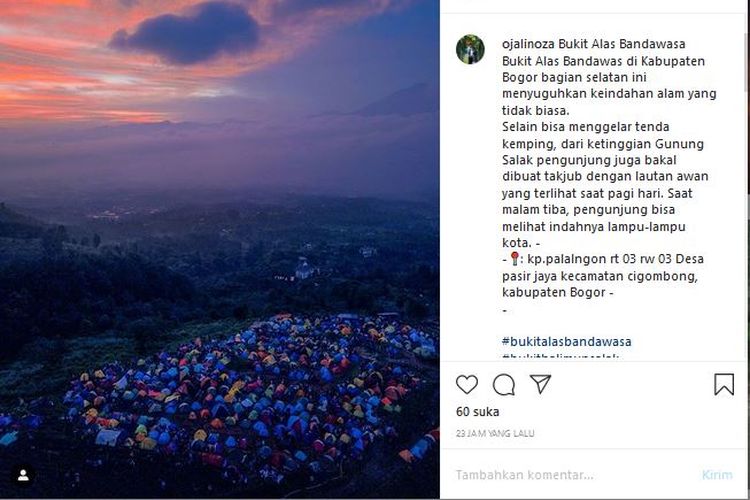 Kondisi Bukit Alas Bondowoso di Cigombong, Bogor yang dipadati pengunjung di tengah pemberlakuan PSBB